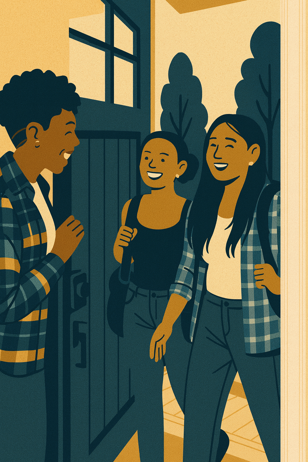 Ilustracja przedstawiająca grupę kobiet w eleganckich stylizacjach, rozmawiających o finansach i inwestowaniu.