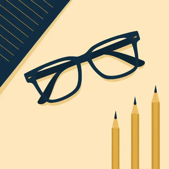 Ilustracja przedstawiająca okulary i elementy graficzne nawiązujące do analizy i obserwacji