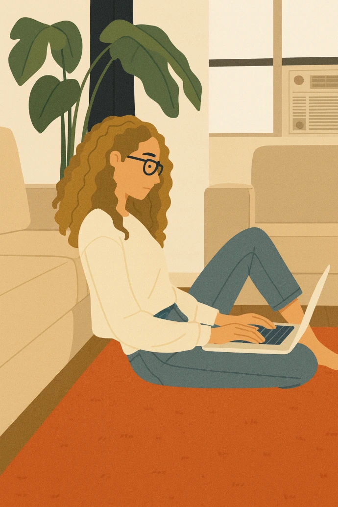 Ilustracja kobiety notującej informacje związane z finansami osobistymi