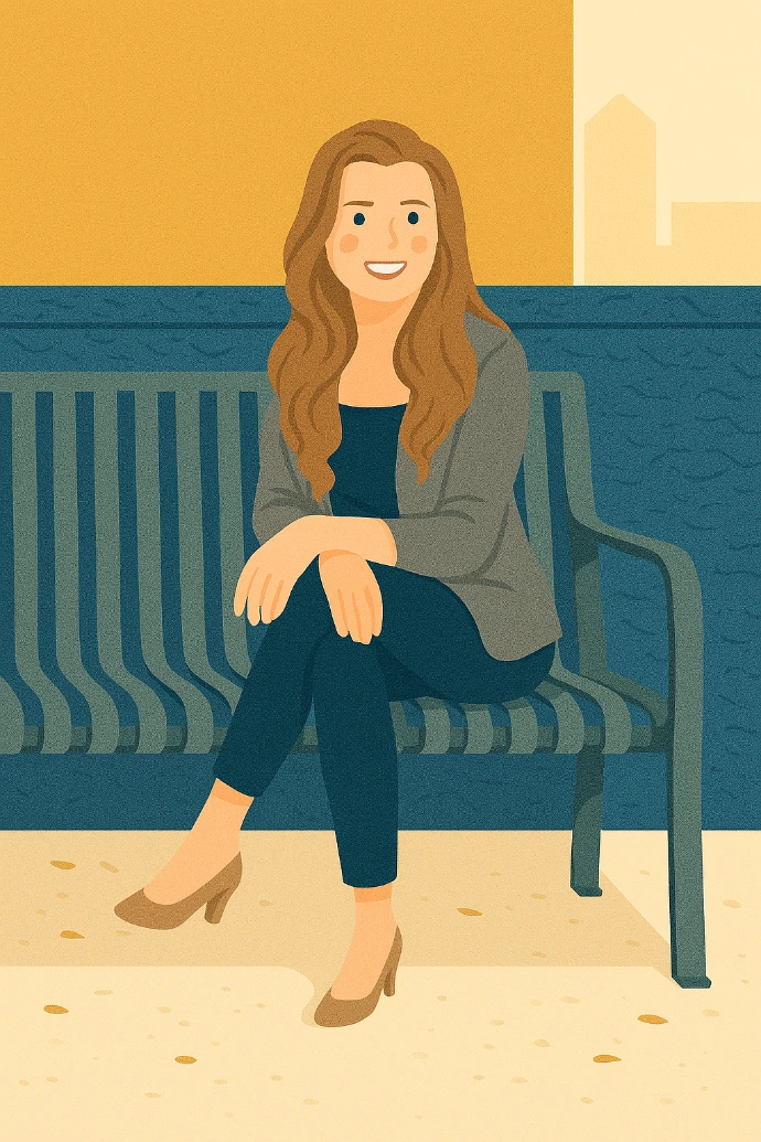 Uśmiechnięta kobieta siedząca na ławce