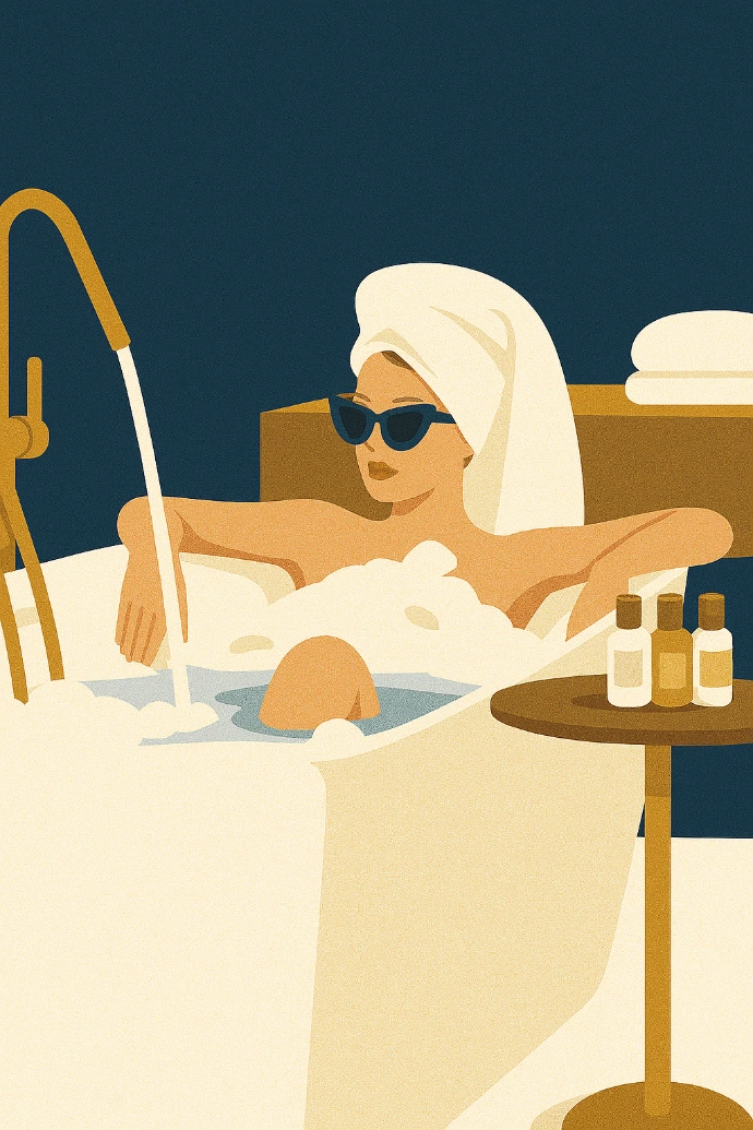 Elegancka Inwestorką biorąca relaksującą kąpiel